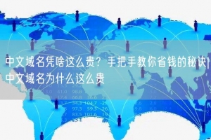 中文域名凭啥这么贵？手把手教你省钱的秘诀|中文域名为什么这么贵